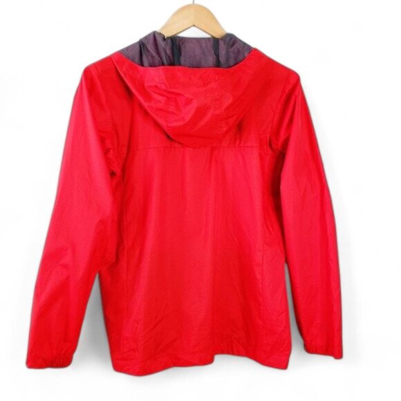 Columbia Red Ripstop Windbreaker Hoodie Jacket Youth Zip Up Outdoor Play Sport L - Picture 2 of 6